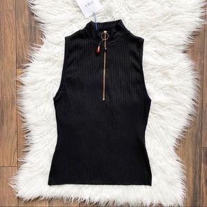 Zara Ribbed knit Vest Top With Jewel Zipper